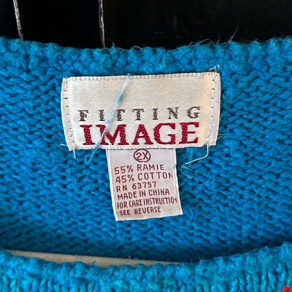 Blue Sweater Red Flower Sz 2X - Picture 2 of 3